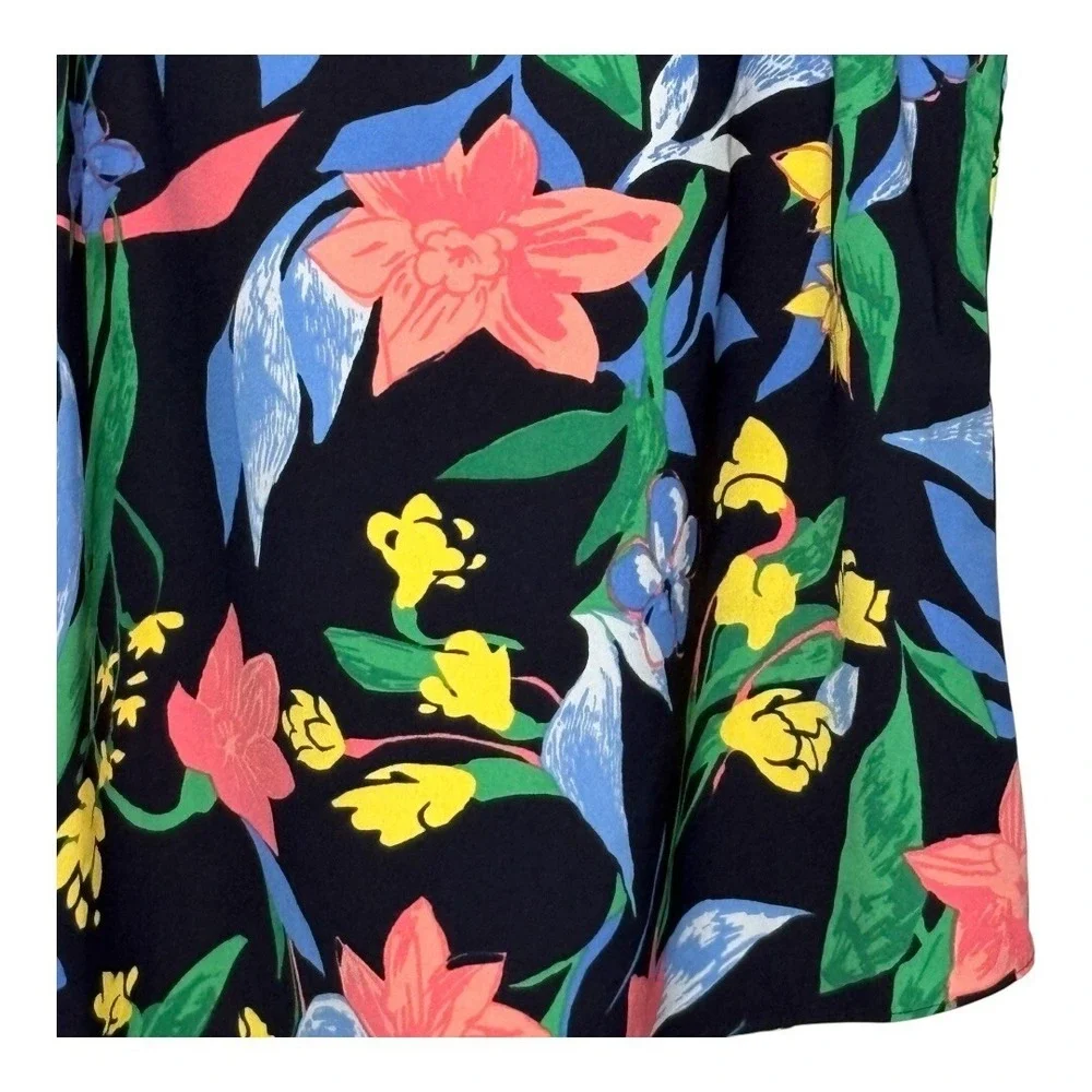 J.Crew Scalloped Floral Cami‎ Women 0 Black Pink Blue Tropical Summer Tank Top